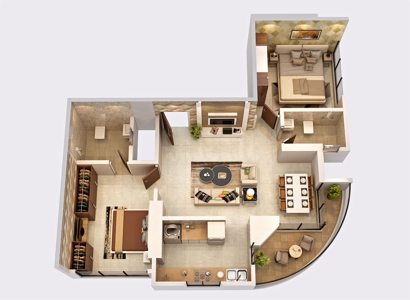ZEN 2 - 747 Sq Ft 2BHK premium floor plan layout with spacious rooms at Zenon Borivali